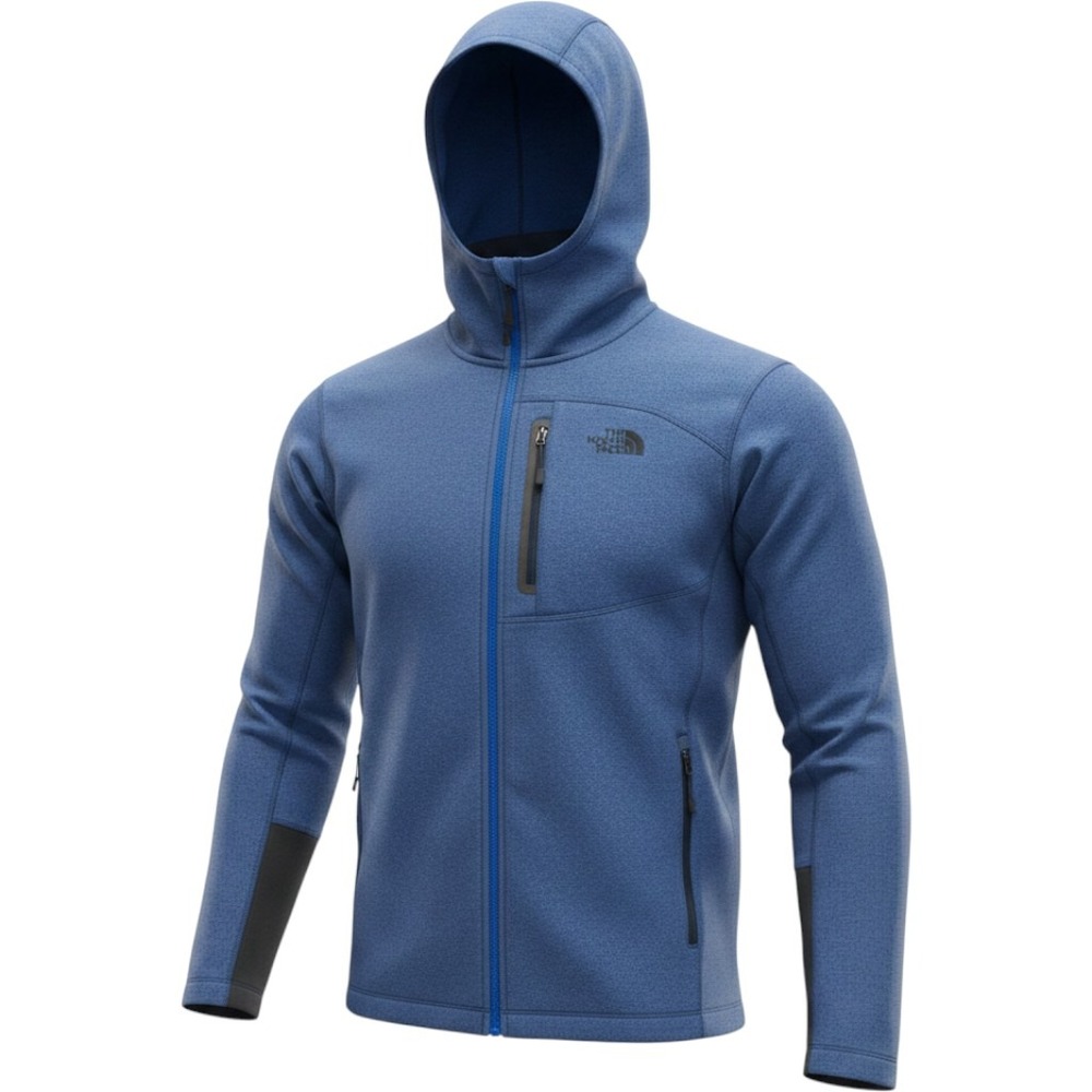 The North Face Agave Hoodie Men L Blue Heather Full Zip Fleece Jacket F15 T164